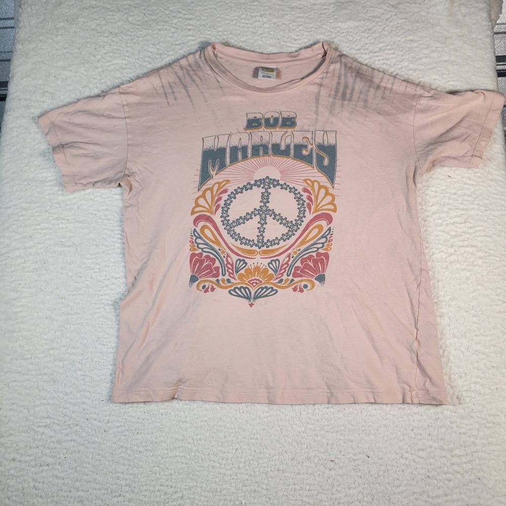 American Eagle Bob Marley T-Shirt Mens XS/S Pink Graphic Peace Sign Reggae Tee‎